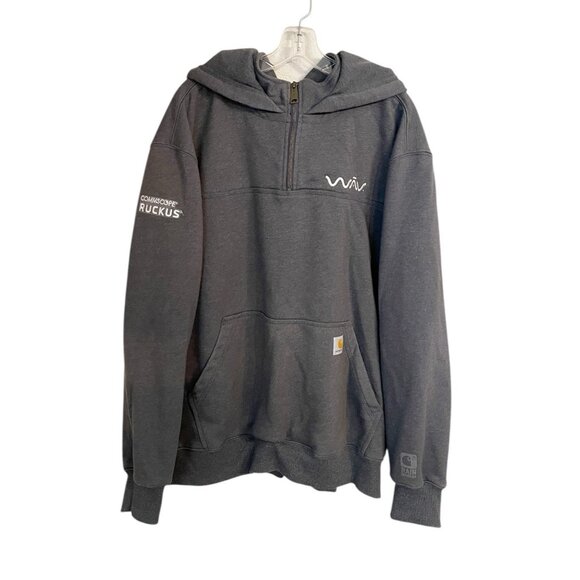 Carhartt 2XL Rain Defender Hoodie WAV CommScope Ruckus Gray Workwear Logo - Picture 1 of 13